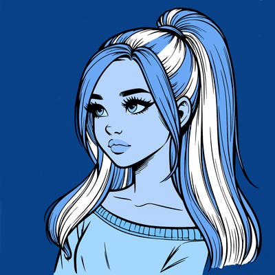 realistic girl with a high ponytail