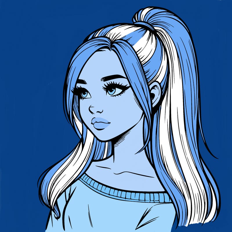 realistic girl with a high ponytail