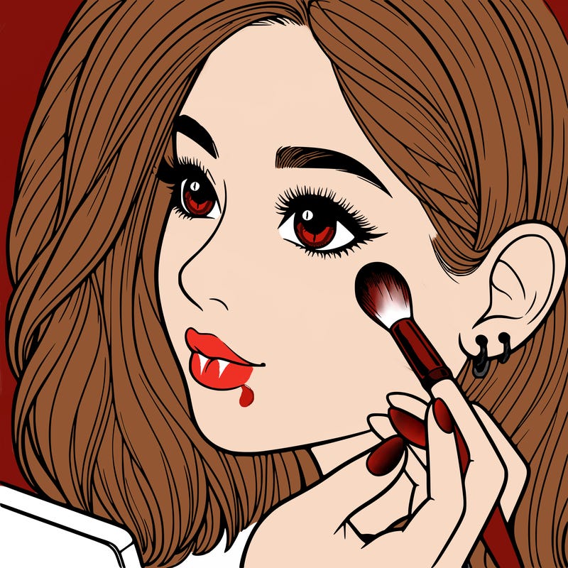 a realistic girl doing her makeup