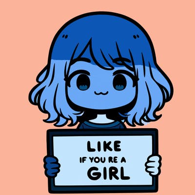 a cute girl holding a sign that says like if you’re a girl
