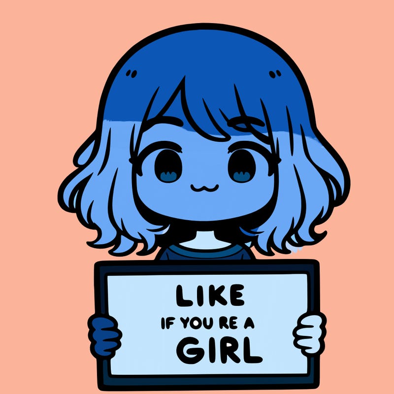 a cute girl holding a sign that says like if you’re a girl