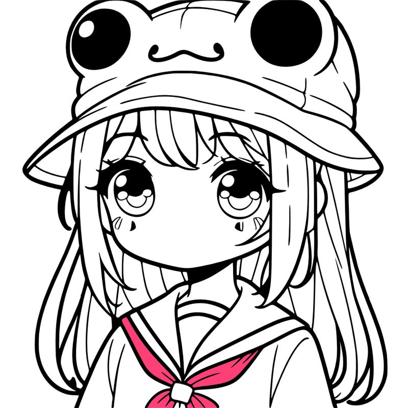 a girl with a frog hat