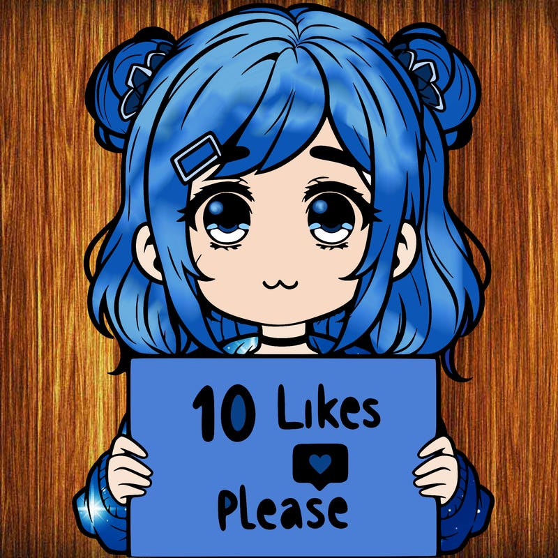 a girl with a sign saying 10 likes please