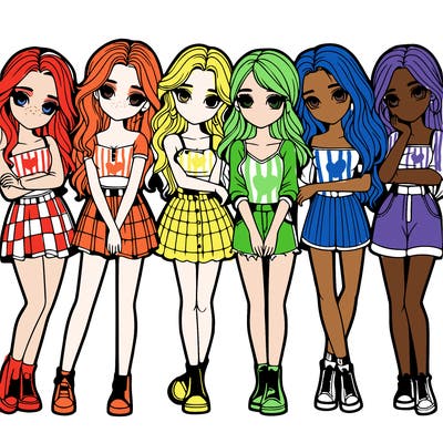 a group of girls realistic