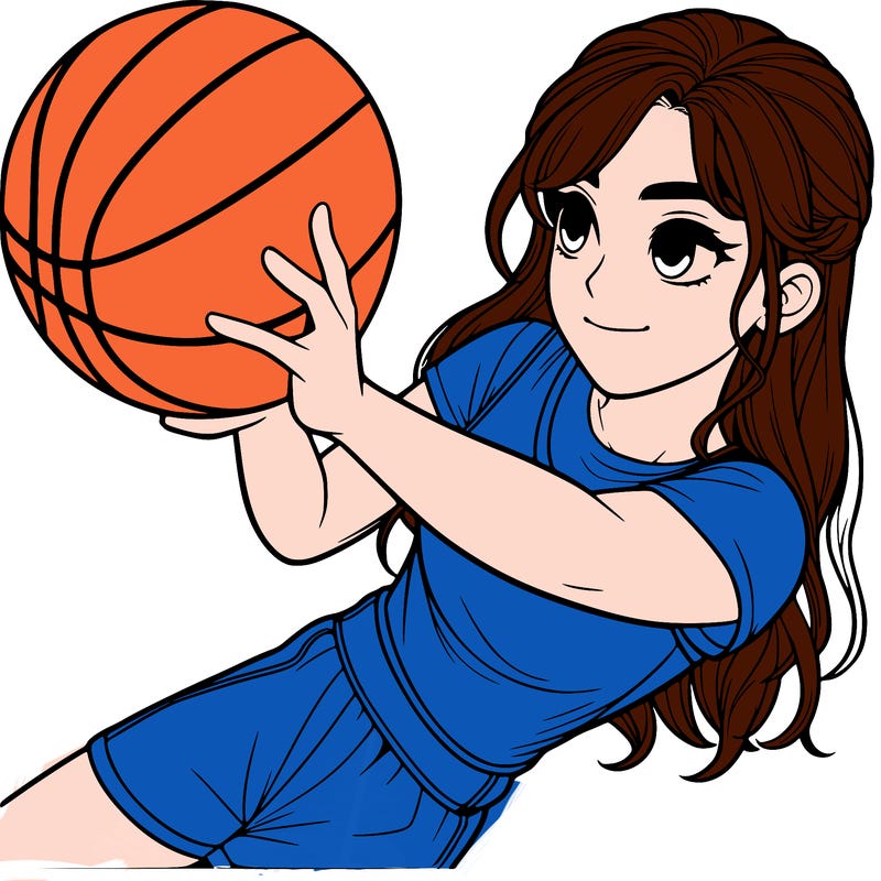 realistic girl playing basketball