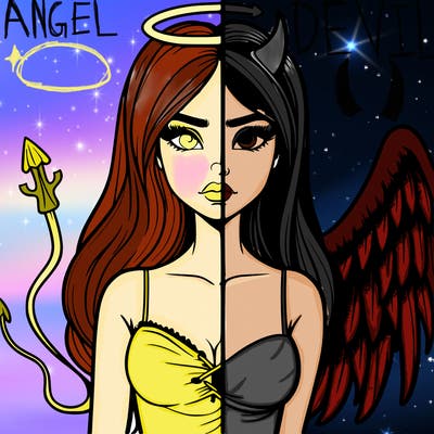 devil vs angel realistic girl