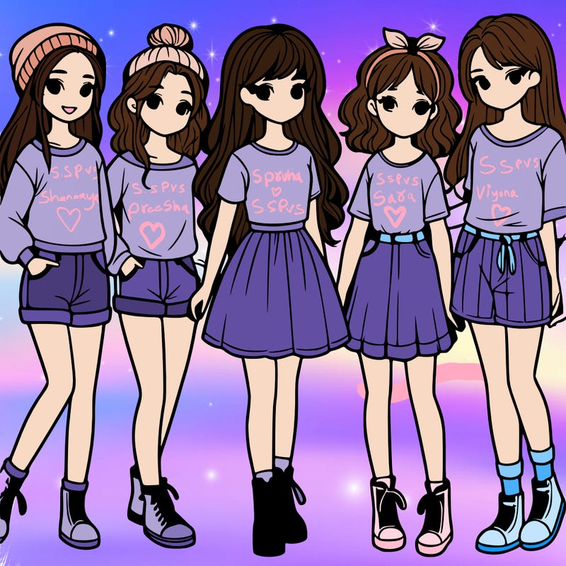 a group of five girls