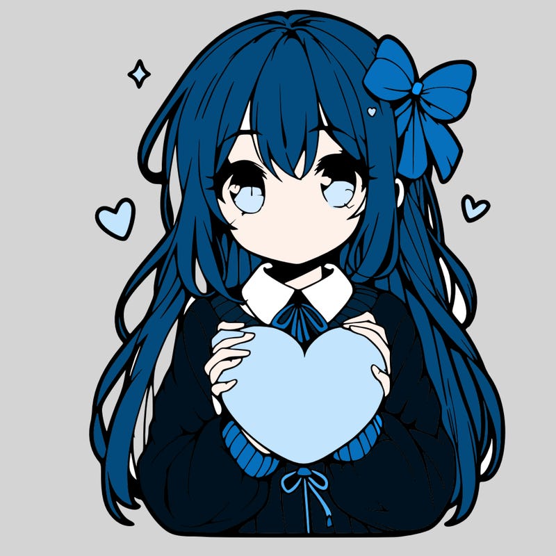 anime girl holding a heart balloon