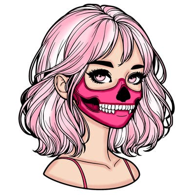 realistic girl with skull