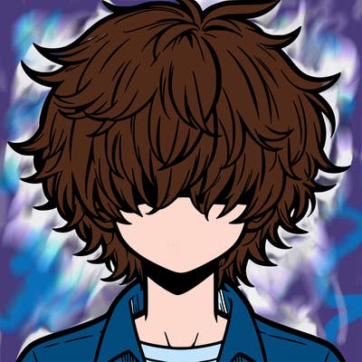 manga boy fluffy hair covering his eyes