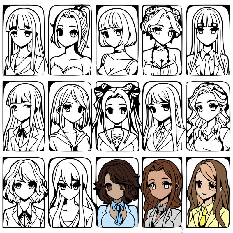 girls that look diffrent anime