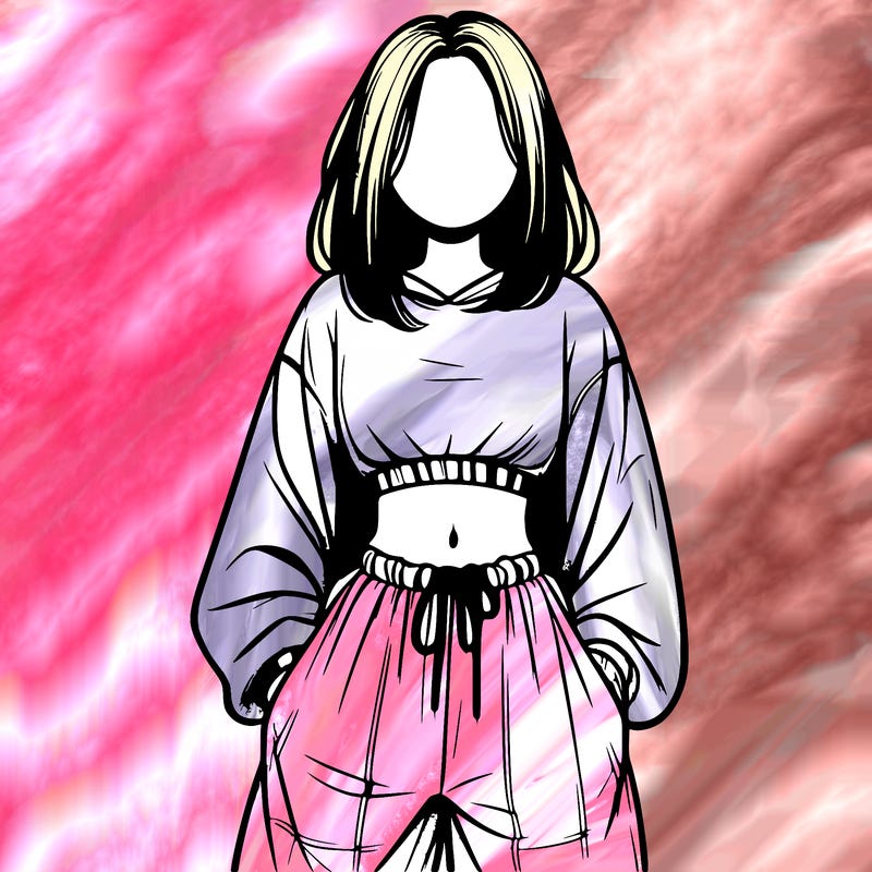 realistic girl faceless with baggy pants and a crop top