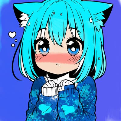 shy anime catgirl