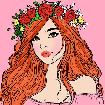 realistic girl with flower crown