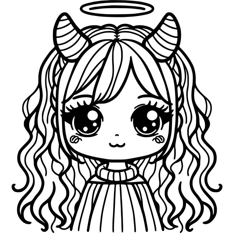 girl with horns and halos