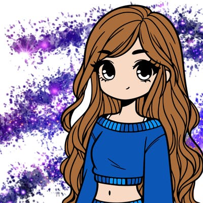 girl with long hair and a crop top with a sweater