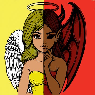 realistic angel half demon