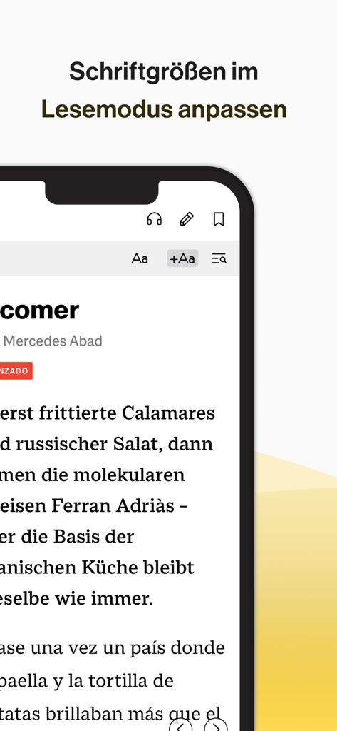 ECOS - Spanisch lernen - Ajustando tamanhos de fonte no modo de leitura dentro do aplicativo ECOS para aprendizado de espanhol