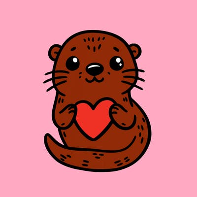 otter with a heart