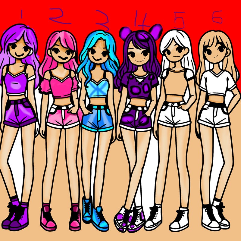 a group of girls wearing crop tops and shorts