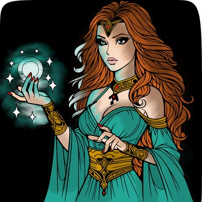 realistic women sorcerer using magic