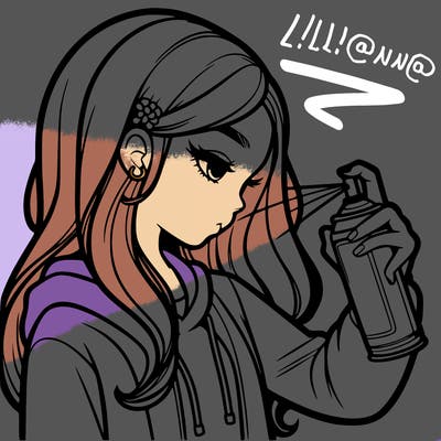 a realistic girl spray painting