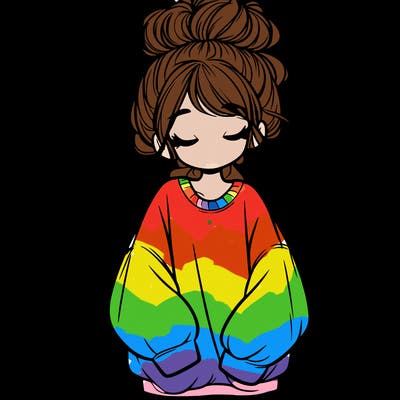 girl with baggy sweatshirt and messy bun