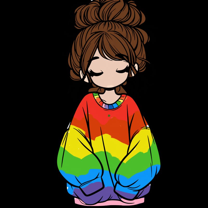 girl with baggy sweatshirt and messy bun