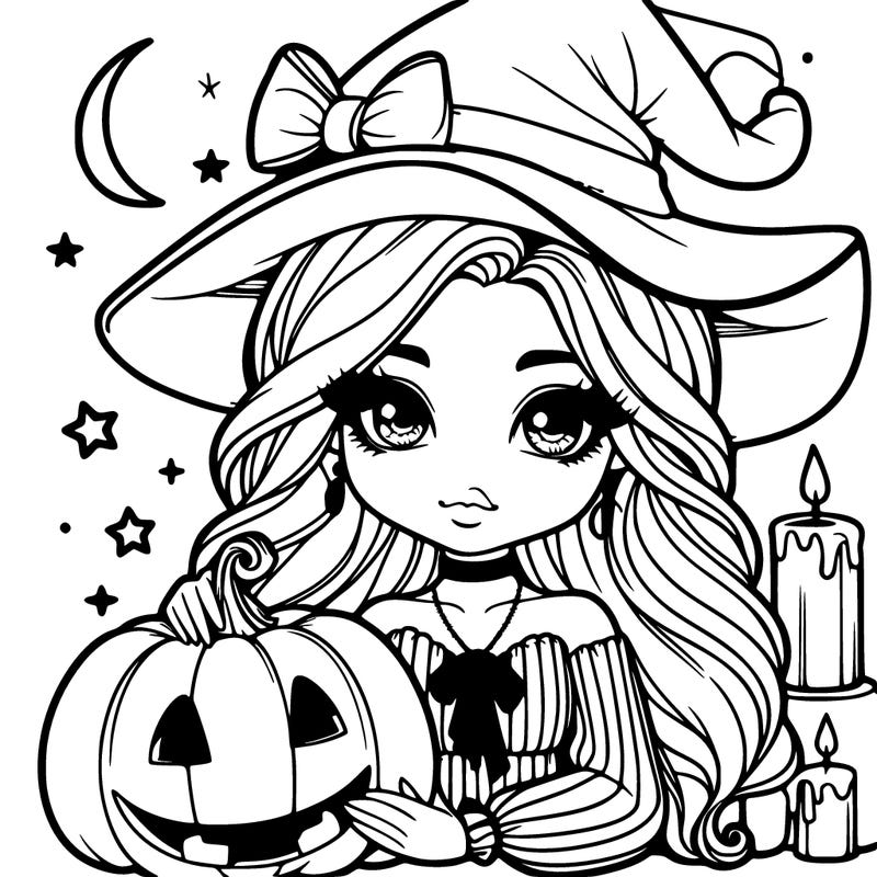 beautiful witch with a pumpkin