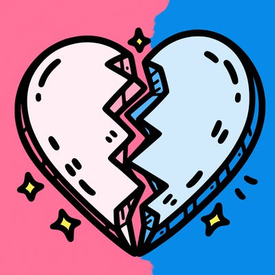 split in half heart