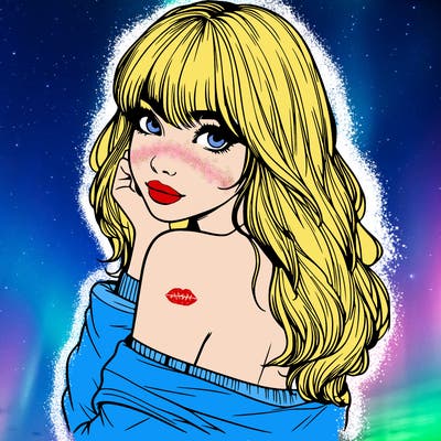 realistic girl with bangs looking over her shoulder