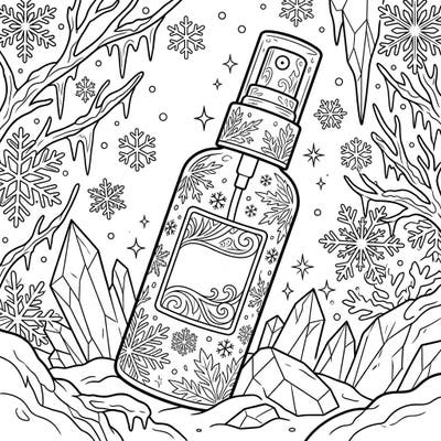 Unleash your creativity with this beautiful winter-themed setting spray coloring page. Featuring delicate snowflakes and icy details, it's perfect for a cozy coloring session.