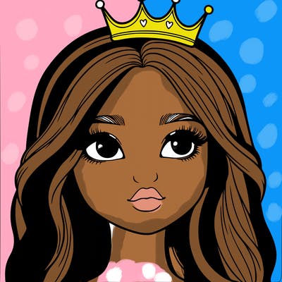 a realistic girl with a crown on