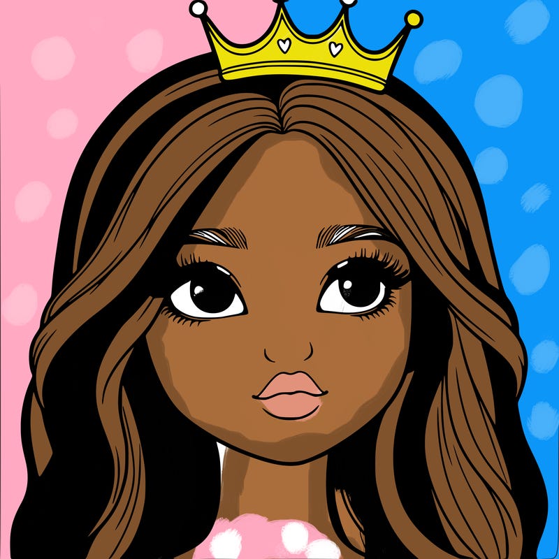 a realistic girl with a crown on