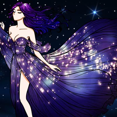 realistic woman in dress flowing the the wind