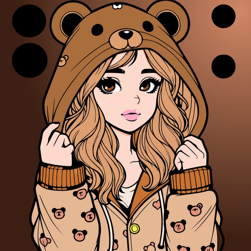 realistic girl in a animal pjs hoodie