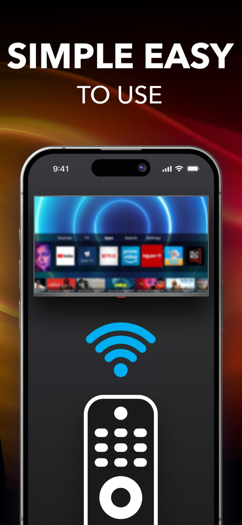 Smartphone mostrando una interfaz sencilla de la aplicación de control remoto universal de TV