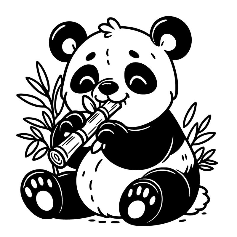 a panda eating bamboo