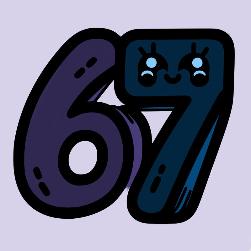 the numbers 67