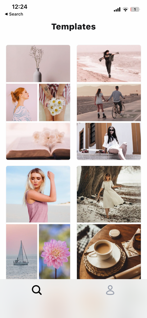 Layout for Instagram - Instagram 앱용 레이아웃의 다양한 미학적 콜라주 및 스토리 템플릿 갤러리 보기.