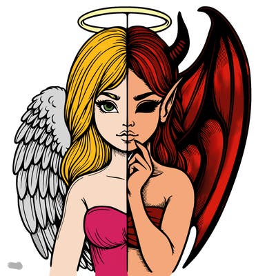 realistic angel half demon