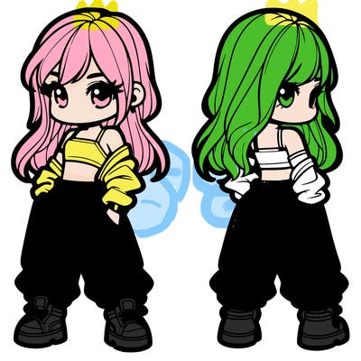 girl in crop top and baggy pants