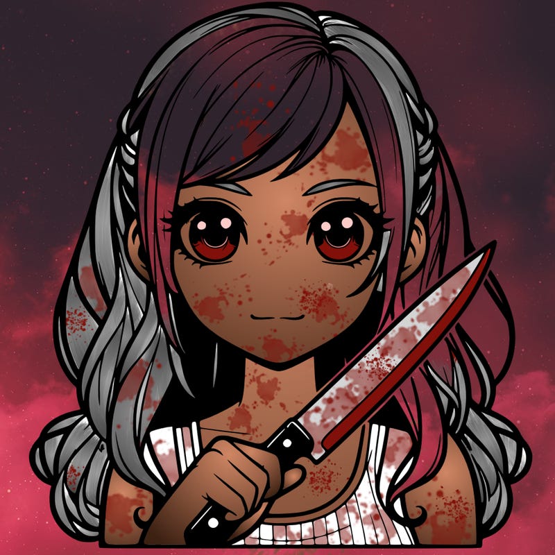 realistic girl holding a knife