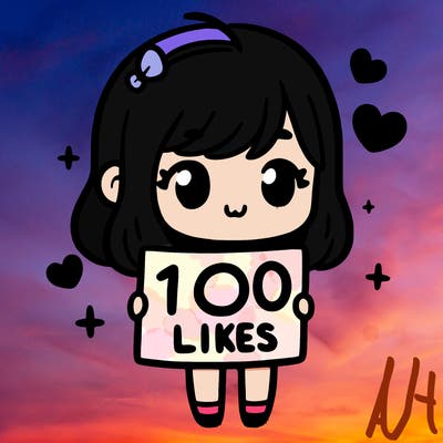 cute girl holding up a sign that says 100 likes