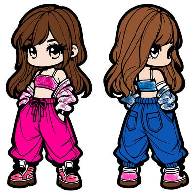 girl in crop top and baggy pants