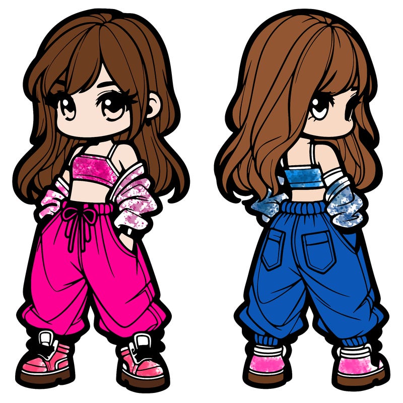 girl in crop top and baggy pants