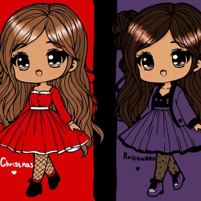 cute realistic women in a dress