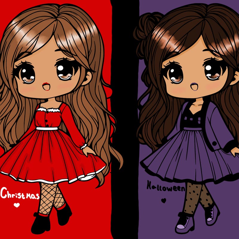 cute realistic women in a dress