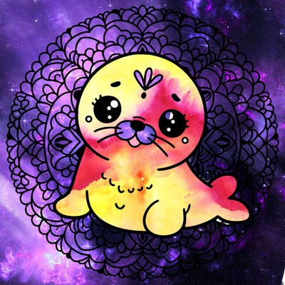 a cute baby seal mandala
