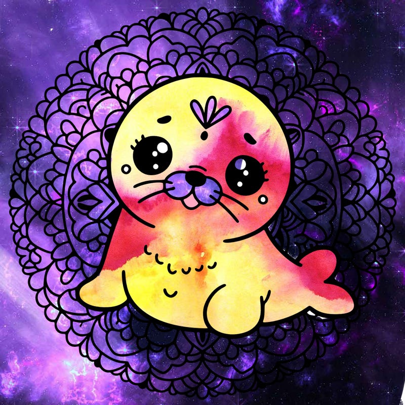 a cute baby seal mandala